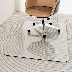 [Tempered Glass] 48" x 32" Glass Chair Mat, 1/5" Thick Premium Tempered Glass Office Chair Mat Heavy Duty Hard Glass Chair Mats for Office Chair on Carpet or Hard Floor,Easy to Clean and Odorless