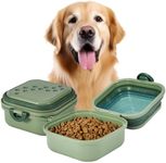 Desired Tools - Collapsible Dog Water Bowl 30oz, 2 in 1 Portable Travel Dog Food Bowl with Lid, Easy Carry Loop Handle, Foldable Dog and Cat Food Bowl, Perfect for Traveling, Walking, Hiking (Green)