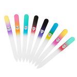 Czech Glass Nail Files Set, Glass Fingernail Files for Gentle Manicure Nail Care - Bona Fide Beauty 8-Piece Premium Czech Glass Nail Files