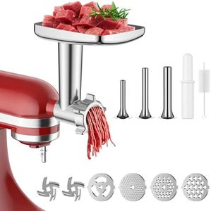 Coolcook Meat Grinder Attachment for Kitchenaid Stand Mixer, Meat Grinder for KitchenAid including 3 Sausage Stuffer, Meat Grinder Replacement Parts Easy to Use and Clean