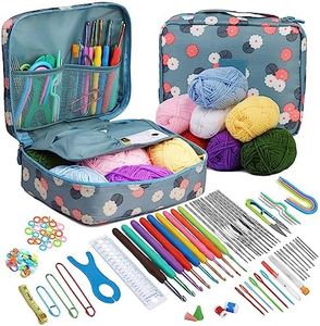 Qzma Crochet Kit for Beginners, 103 PCS Crocheting Kit Beginner, Crochet Starter Kit, Crochet Hook Set with Crochet Yarn and Crochet Accessories, Beginner Crochet Yarn Kit for Adults