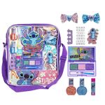 Disney Stitch Makeup Filled Shoulder Bag includes Lip Gloss, Nail Polish, Hair Bow & more! for Girls, Ideal for Ages and Up perfect for Parties & Makeovers