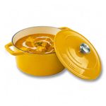 CUMIN CO. Cast Iron Dutch Oven 5L, 26 cm | Induction Base Cookware | 10 Years Warranty | Non Toxic Non Stick Biryani Pot with Lid | Heavy Bottom | Chemical Free Coating | Free Accessories | Mustard