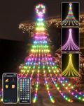 23FT Outdoor Christmas Decorations Star String Lights, Smart RGB Led Tree Lights Waterfall DIY Preset Scenes App Remote Control Large Unique Yard Lights for Outside Roof Home Xmas Holiday Decor