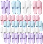 24 Pairs Spa Slippers,Non Slip Disposable House Slippers For Guest,Bulk Pack for Hotel, Spa, Shoeless Home,Non-slip Comfortable EVA Sole,Closed Toe,4 Colors