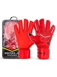 Vector X Quantum Goalkeeper Gloves, Soccer Gloves, Goalie Gloves, Breathable Football Gloves| 4mm Latex Material to Give Protection| for Kids Youth & Adult (Red, Size: 9)