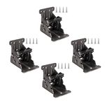 Folding Leg Brackets 4PCS 90° Self-Locking Hinges Lock Extension Support Bracket Table Leg Hinge for Table Leg Bed Leg Workbench Steel Foldable Hinge Hardware with Screws (Black)