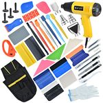 REEVAA Vinyl Wrap Tools & Window Tint Kit with LCD Heat Gun/Waist Bag, 45PCS Professional Tools, Magnet Holder Micro Wrap Stick Kit, Corner Squeegee Kit, Tinting Kit for Film Installation