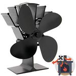 Heat Powered 4 Blade Stove Fan | Silent Operation | Fireplace Wood & Log Burner | Increased Efficiency | Safe & Eco Friendly | M&W