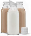 JoyJolt Glass Milk Bottles with Lid