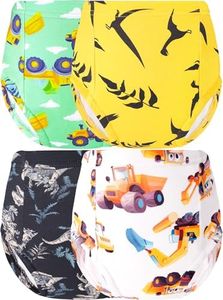 BliBliTaTa Boys Training Underwear Pants 4-Pack Toilet Potty Underpants Cotton Absorbent Reusable Leak Resistant Feel Wet For Toddler Baby 2t 3t Dinosaur Engineering Vehicle