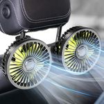 Dealswin Car Fan for Backseat, Dual Head USB Car Seat Fans, 360° Rotatable Strong Wind Car for Baby Kits with Adjustable Clip for Vehicles SUV RV
