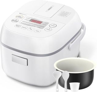 TOSHIBA Rice Cooker Small 3 Cup Uncooked – LCD Display with 8 Cooking Functions, Fuzzy Logic Technology, 24-Hr Delay Timer and Auto Keep Warm, Non-Stick Inner Pot, White