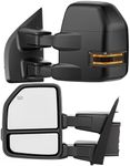 Power Heated Tow Mirrors Compatible with Ford Super Duty(2017-2020), Extended Trailer Towing Side Mirrors w/Turn Signal fits F250 F350 F450 F550, Includes Puddle Light, Spot Auxiliary Light Mirror