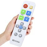 EZclicker Plus Big Button Universal TV Remote Simple Easy to Use, Works with Major TV Brands (2xAAA Batteries Not Included) (White)