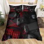 Loussiesd Game Comforter Cover Gamepad Bedding Set Game Console Young Sci-Fi Style Duvet Cover for Cool Teen Boys Player Video Game Controller Bedspread Cover with Zipper Ties, 3 Pcs King Size
