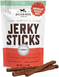 Rocco & Roxie Jerky Dog Treats Made in USA Healthy Treats for Potty Training High Value Real Meat Slow Roasted Snacks for Small, Medium & Large Dogs & Puppies Soft Chews, 1 Pound (Pack of 1)