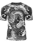 LAFROI Men's Short Sleeve UPF 50+ Baselayer Performance Compression Shirt Rash Guard-CLY08 (Dragon,LG)