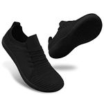 JIASUQI Mens Barefoot Shoes Minimalist Cross-Trainer Shoes Breathable Wide Toe Walking Shoes Zero Drop Sneakers for Running Trail(Size8.5,Black)