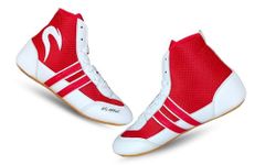 Prokick Grapple Kabaddi Shoes for Men | Kabaddi Shoes for Mens, Boys & Girls | Wrestling Shoes for Men | Weightlift Shoes | Versatile and Stylish Kabaddi Shoes, Red/White - 9 UK