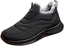 Momolaa Men Snow Boots SIZE 7 Hiking Thermal Outdoor Ankle Bootie Fur Lined Waterproof Winter Shoes Hiking Boots Cold Weather Shoes Warm Anti-Slip Ankle Boots Black