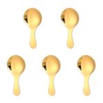 5 PCS Stainless Short Handle Spoons Gold Spoons Mini Scoops for Canisters Small Coffee Scoops Candy Scoops for Condiments Tea Desserts Coffee Kitchen