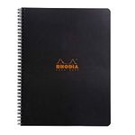 RHODIA 193109C - Spiral Notebook (Full Bound) Black Notebook - A4+ - Ruled - 160 Detachable Pages - Clairefontaine Paper 80 g/m - Soft and Resistant Coated Card Cover - Classic