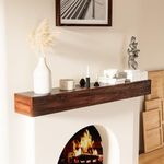 Easyego Fireplace Mantel Shelf 72" Rustic Wood Mantles for Over Fireplace, Handcrafted Floating Mantel Shelf, Wall Mounted Farmhouse Decor, with Brushed Surface Workmanship(72Lx8Dx5H, Dark Brown)