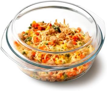 NUTRIUPS 3L Fuente Horno Cristal, 29,7x25,4x11,9cm Vidrio Cazuela Horno con Tapa, Redondas Bandeja Horno Cristal, Apto para Microondas y Horno
