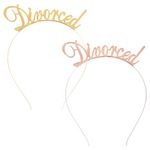 Amosfun 2pcs Divorced Headpiece Girl Tiara Headband for Divorce Party Decorations (Golden+ Rose Gold)