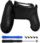 eXtremeRate Textured Black Comfortable Non-Slip Custom Back Housing, 3D Splashing Case Cover, Game Improvement Replacement Bottom Shell Compatible with ps4 Slim Pro Controller JDM-040/050/055