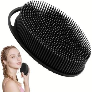 INOVERA Silicone Bath Brush | Soft Body Wash Bathing Scrubber | Exfoliating Shower Brushes (Black)