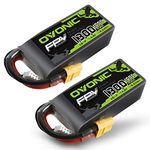 Ovonic 4s Lipo Battery 100C 1300mAh 14.8V Lipo Battery with XT60 Connector for RC FPV Racing Drone Quadcopter(2 Packs)