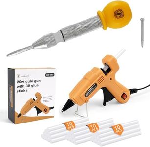 MulWark 5" Spring-Loaded Automatic Steel Center Hole Punch Marker Scriber & Mini Hot Glue Gun and Sticks Set