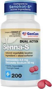 GenCare - Senna-S Natural Vegetable Laxative Plus Stool Softener Dual Action (200 Tablets) Value Pack | Gentle Dependable Overnight Relief of Occasional Constipation Generic for Senokot-S