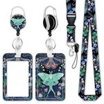 DIANZHU ID Badge Holder Cute, Moth Teacher Lanyard with ID Holder Break Away Lanyards for ID Badges and Keys Badge Lanyards Retractable Work Badge Holder for Women ID Badge Lanyard