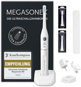 Megasonex Ultraschall-Zahnbürste M8 - mit 2 Vibrations-Stufen - inkl. Ladestation, 2 Bürstenköpfen & Reiseetui