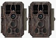 2-Pack Outdoor Trail Game Cameras 24MP Picture 1296P/1080P Video Wildlife Hunting Deer Camera 100ft Night Vision No Glow 0.1S Trigger Speed Motion Activated Waterproof Password Protected Time Lapse