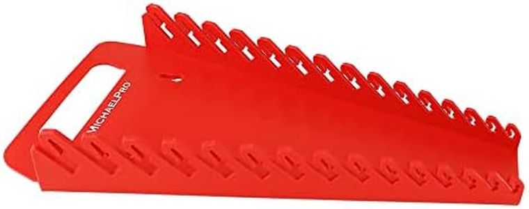 MichaelPro 15-Piece Wrench Organizer with Handle, Red, Non-Magnetic