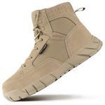 FREE SOLDIER Men's Waterproof Hiking Tactical Work Boots 6 Inches Lightweight Military Breathable Desert Boots(Tan US 12)