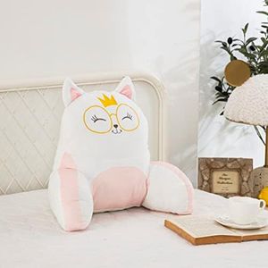 Unicorns & Robots Kids Reading Backrest Pillow with Arms, Mini Bedrest Lounge Pillow, Prop Up Princess Cat Bed Rest Pillows for Sitting in Bed