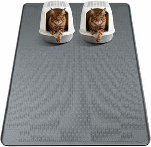 Bartuke Cat Food Mat, 57" x 40" Extra Large Silicone Pet Feeding Mat with Raised Edge Pet Placemat for Food and Water Bowl Non-Slip, Easy to Clean, Floor Protection (Dark Grey)