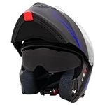 Zorax Matt Black/Blue L (59-60cm) ZOR-838 Double Visor Modular Flip up front Motorcycle Motorbike Helmet ECE 2206 Approved