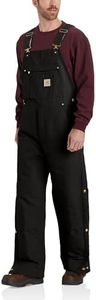 Carhartt Men's Loose Fit Firm Duck Insulated Bib Overall, Black, Medium