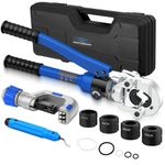 VORXEON 8T Hydraulic Plumbing Crimping Tool Kit Professional Pipe Crimper 4 Dies TH16-TH32 with 360 Degree Rotating Head Include Pipe Cutter for Aluminum-Plastic Pipes PEX PB Pipe etc