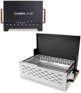 Charmline 42 * 33cm Griglia a Carbone Portatile Pieghevole, Barbecue Carbonella PortatileCompatta per Uso Esterno, Griglia BBQ per Campeggio, Picnic, Giardini e Feste in Spiaggia, Nero