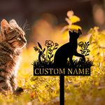 Custom Cat Memorial Plaque for Garden Metal Art,Personalized Tombstone Stake Memorials Plaques for Cat Remembrance Gifts,Pet Grave Marker Plaque Burial Stake for Gardens Lawns Courtyard Outdoor Decor