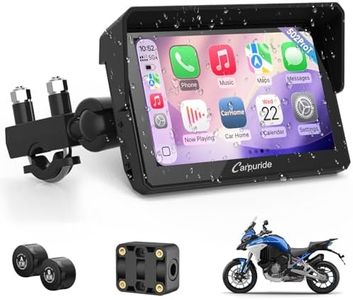 Carpuride W502TPRO for Motorcycle CarPlay& Android Auto& TPMS& Dual Bluetooth - 5" Waterproof GPS Navigation Screen for Motorbike, Music Sharing, Intercom, EQ, Light Sensor, Compass, Barometer