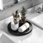 Bathroom Countertop Organizer, Turntable Vanity Tray 10 Inch for Perfume Candle, Kitchen Sink Countertop Organizer for Keep Glass, Sponge and Soap Black