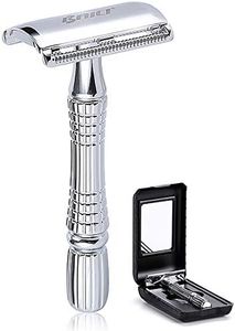 BAILI Classic 3-Piece Double Edge Safety Razor Wet Shaving for Men Women with Platinum Blade and Mirrored Travel Case BD176